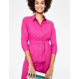 Boden Freya Linen Button Down Midi Dress Women's Pink Size 6P